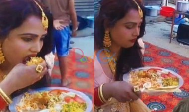 महिला पार्टी में  भोजन कर रही थी, फोटोग्राफर को देखकर ऐसा कुछ कर रही थी कि लोग हंस पड़े।